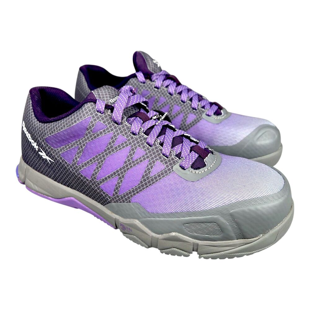 Reebok Athletic Speed TR Work Shoes Composite Toe Gray Purple Womens Size 9M